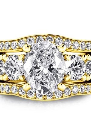 Women's 5.00 CT Oval Cut Engagement and Wedding Ring in 18K Gold Plated Sterling Silver