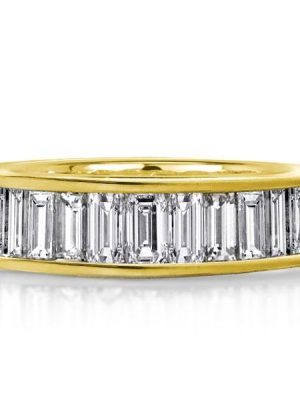 Golden Eternity Baguette Wedding Band - 18K Gold Plated Sterling Silver