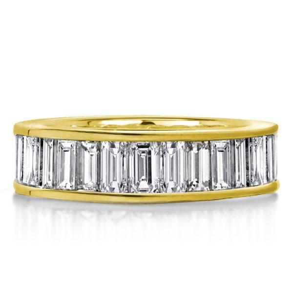 Golden Eternity Baguette Wedding Band - 18K Gold Plated Sterling Silver