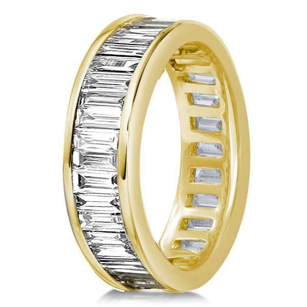 Golden Eternity Baguette Wedding Band - 18K Gold Plated Sterling Silver