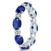Sterling Silver Oval & Round Alternating CZ Eternity Band Ring