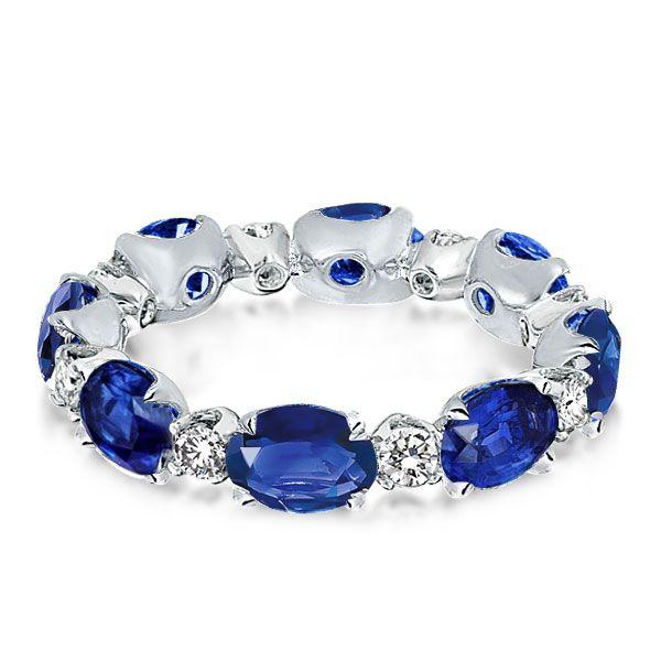 Sterling Silver Oval & Round Alternating CZ Eternity Band Ring