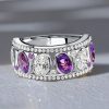 Oval Cut Amethyst Wedding Band Ring in 925 Sterling Silver, 3.32 CT TW