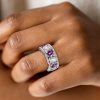 Oval Cut Amethyst Wedding Band Ring in 925 Sterling Silver, 3.32 CT TW
