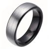 Two-Tone Black & Silver Titanium Steel Men's Wedding Band - 6mm Comfort Fit