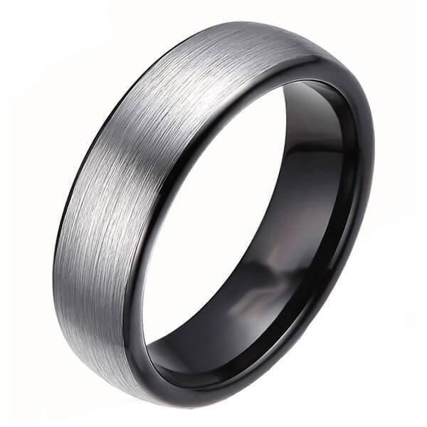Two-Tone Black & Silver Titanium Steel Men's Wedding Band - 6mm Comfort Fit