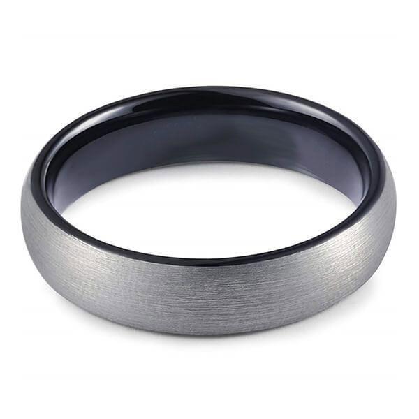 Two-Tone Black & Silver Titanium Steel Men's Wedding Band - 6mm Comfort Fit