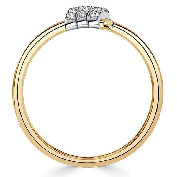 Paved Spiral Design 925 Sterling Silver Wedding Band Ring with Yellow Gold Plating