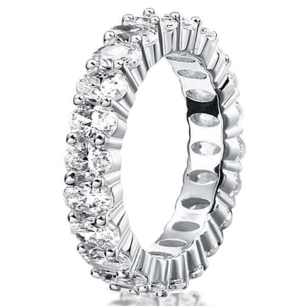 Stackable Sterling Silver Band Set with Oval, Emerald, and Pear Cut Stones