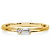 18K Gold Plated Stackable Band Set for Women - Baguette and Round Cut CZ