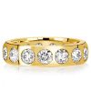 18K Gold Plated Stackable Band Set for Women - Baguette and Round Cut CZ