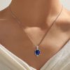 Cushion Cut Blue Sapphire Pendant Necklace for Women in Sterling Silver