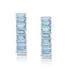 Emerald Cut Aquamarine Hoop Earrings - Sterling Silver