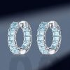 Emerald Cut Aquamarine Hoop Earrings - Sterling Silver