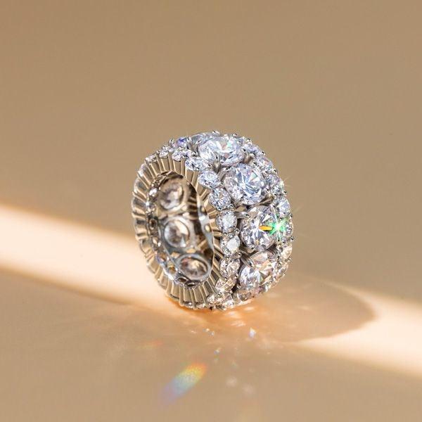 Round Sapphire Engagement Ring in 925 Sterling Silver with 7.55 CT. TW. Stone