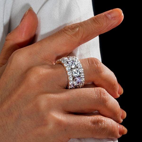 Round Sapphire Engagement Ring in 925 Sterling Silver with 7.55 CT. TW. Stone