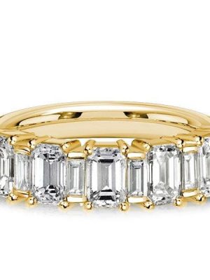 1.99 CT. TW. Baguette Cut Half Eternity Band Ring in 18K Gold Plated Sterling Silver