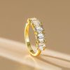 1.99 CT. TW. Baguette Cut Half Eternity Band Ring in 18K Gold Plated Sterling Silver