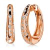 Rose Gold White Sapphire Hoop Earrings in Sterling Silver