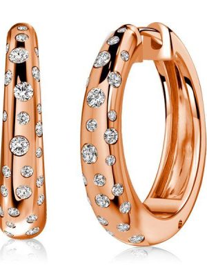 Rose Gold White Sapphire Hoop Earrings in Sterling Silver