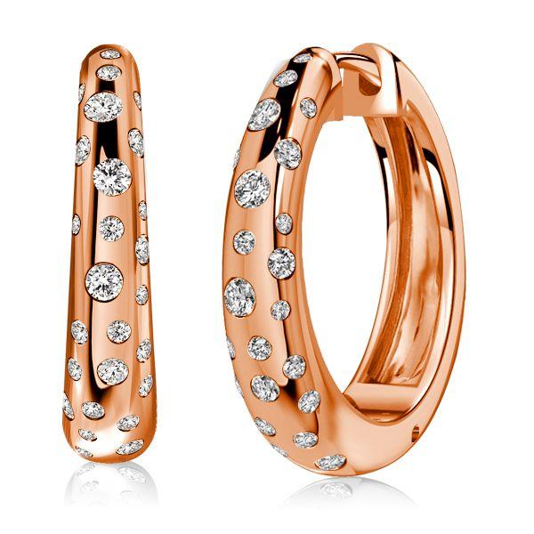 Rose Gold White Sapphire Hoop Earrings in Sterling Silver