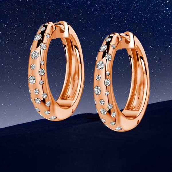 Rose Gold White Sapphire Hoop Earrings in Sterling Silver