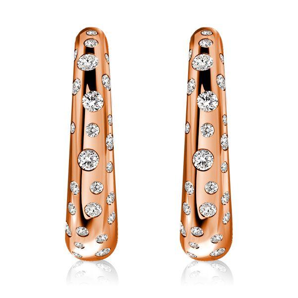 Rose Gold White Sapphire Hoop Earrings in Sterling Silver