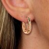 Rose Gold White Sapphire Hoop Earrings in Sterling Silver