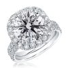 Halo White Sapphire Engagement Ring - Sterling Silver Double Prong