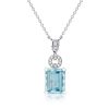 Sterling Silver Emerald Aquamarine Sapphire Pendant Necklace for Women - Choice of Chain Length & Plating
