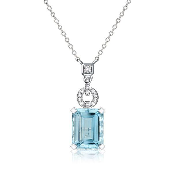 Sterling Silver Emerald Aquamarine Sapphire Pendant Necklace for Women - Choice of Chain Length & Plating