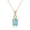 Sterling Silver Emerald Aquamarine Sapphire Pendant Necklace for Women - Choice of Chain Length & Plating