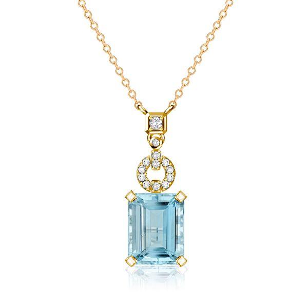 Sterling Silver Emerald Aquamarine Sapphire Pendant Necklace for Women - Choice of Chain Length & Plating