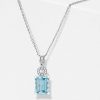 Sterling Silver Emerald Aquamarine Sapphire Pendant Necklace for Women - Choice of Chain Length & Plating
