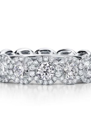 Sterling Silver Halo Wedding Band - Created White Sapphire Eternity Ring
