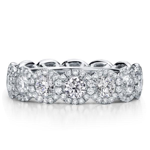 Sterling Silver Halo Wedding Band - Created White Sapphire Eternity Ring
