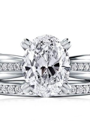 Twist Double Prong Created White Sapphire Bridal Set - Sterling Silver Engagement Ring