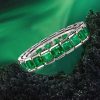 Asscher Cut Emerald Eternity Wedding Band for Women in Sterling Silver