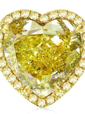 Halo Heart Engagement Ring - 18K Gold Plated Sterling Silver