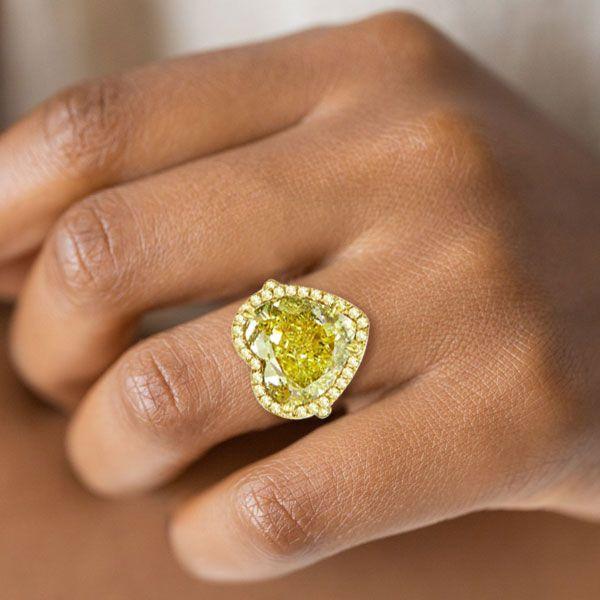 Halo Heart Engagement Ring - 18K Gold Plated Sterling Silver