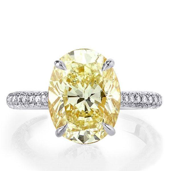 Oval Solitaire Engagement Ring - 925 Sterling Silver, 5 Carat Center Stone