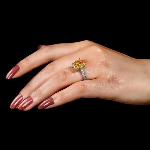 Oval Solitaire Engagement Ring - 925 Sterling Silver, 5 Carat Center Stone
