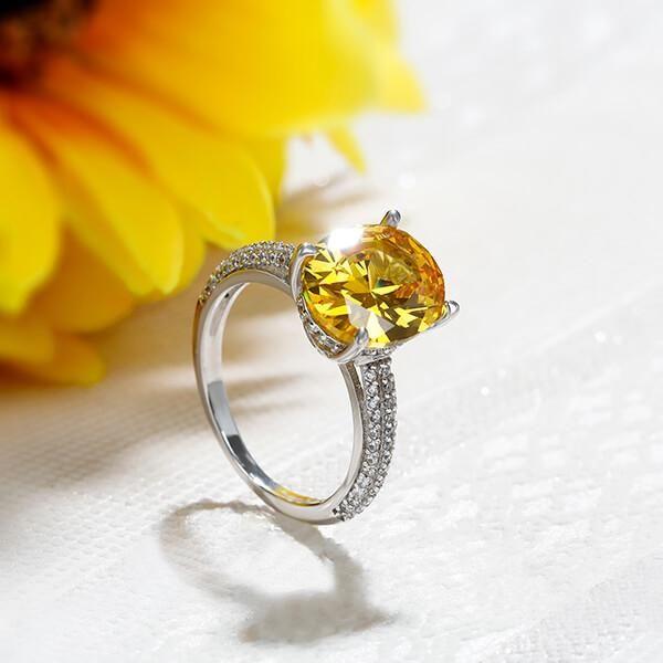 Oval Solitaire Engagement Ring - 925 Sterling Silver, 5 Carat Center Stone
