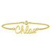 Personalized 18K Gold Plated Name Bracelet - Engraved Sterling Silver, Custom Jewelry