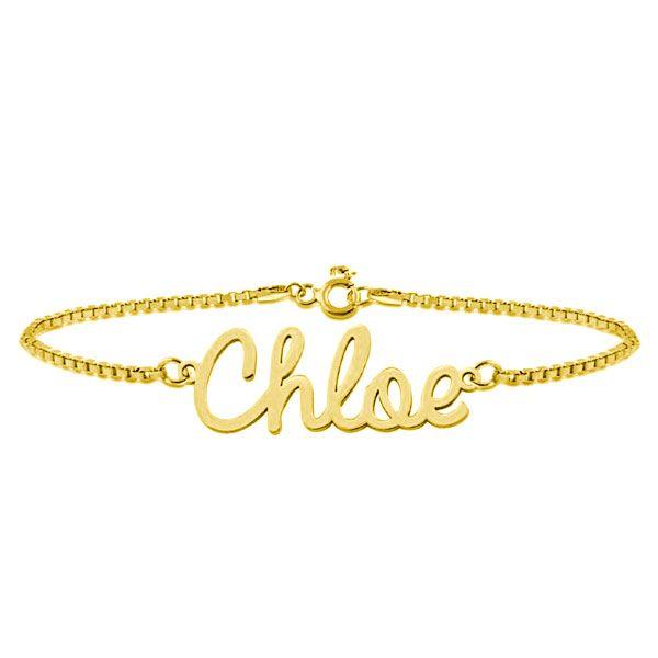 Personalized 18K Gold Plated Name Bracelet - Engraved Sterling Silver, Custom Jewelry