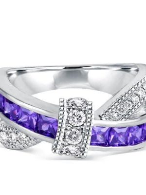 Amethyst Wedding Band - 925 Sterling Silver Ring - 1.04 CT. TW.