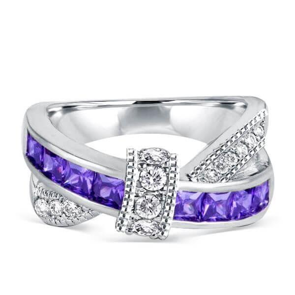 Amethyst Wedding Band - 925 Sterling Silver Ring - 1.04 CT. TW.