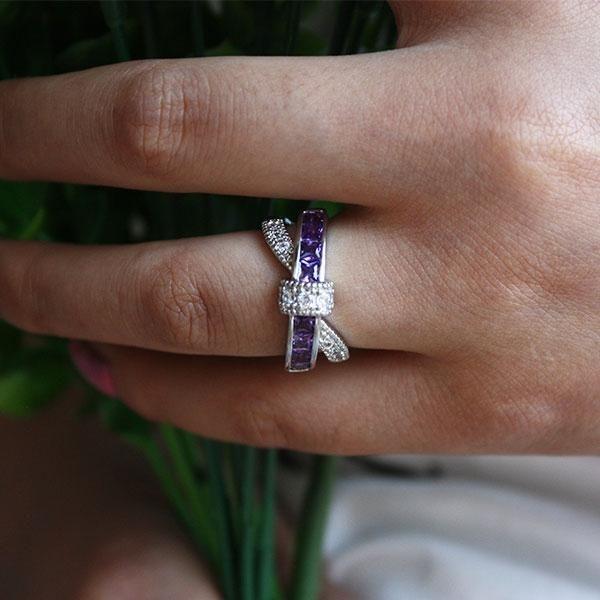 Amethyst Wedding Band - 925 Sterling Silver Ring - 1.04 CT. TW.