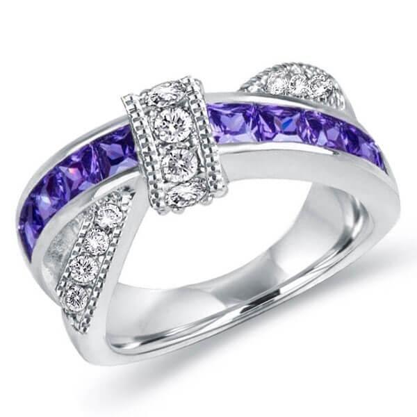 Amethyst Wedding Band - 925 Sterling Silver Ring - 1.04 CT. TW.
