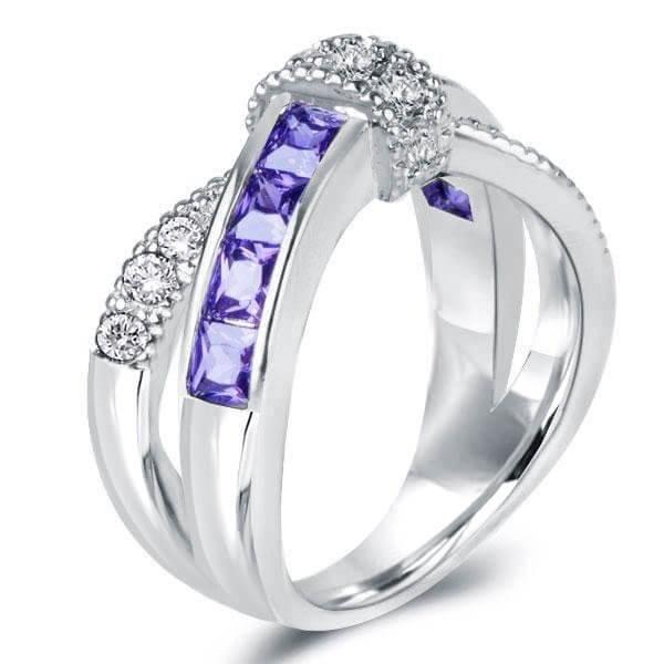 Amethyst Wedding Band - 925 Sterling Silver Ring - 1.04 CT. TW.